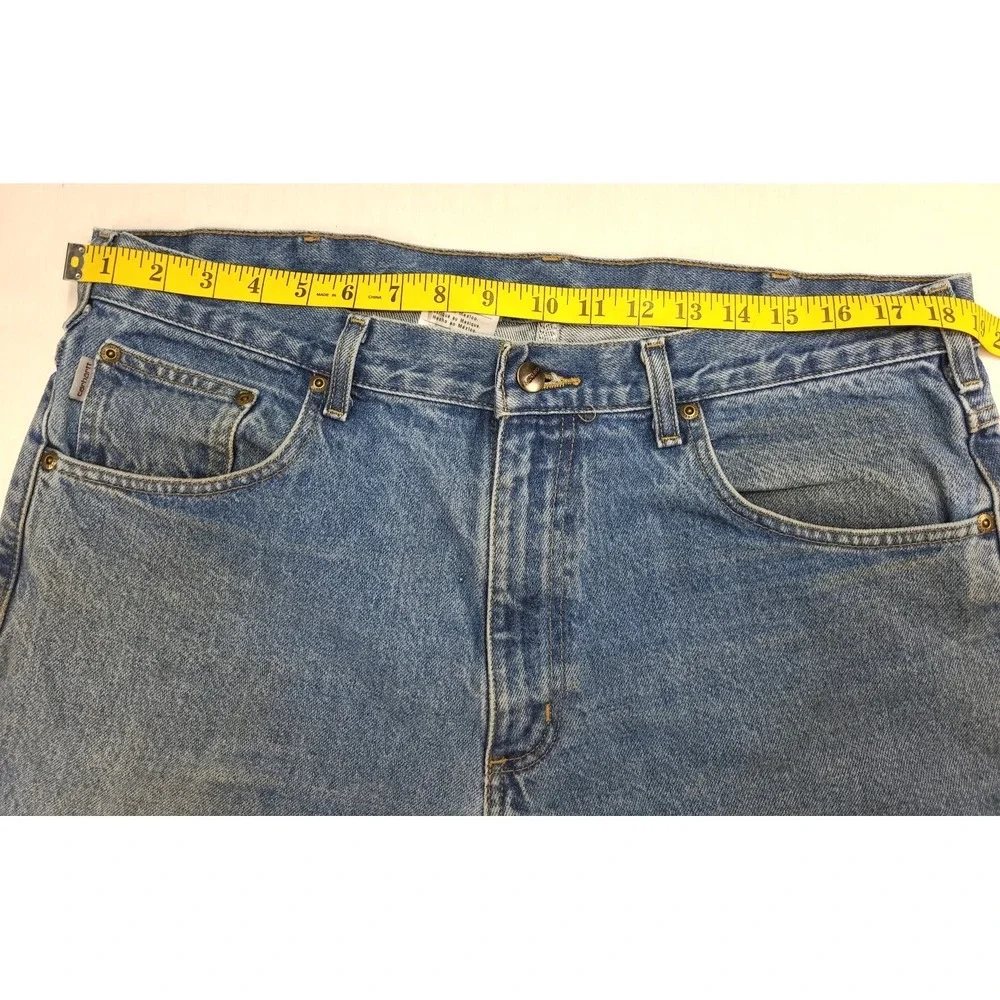 Mens Carhartt Jeans 38x32 Relaxed Fit High Rise Blue Bootcut
